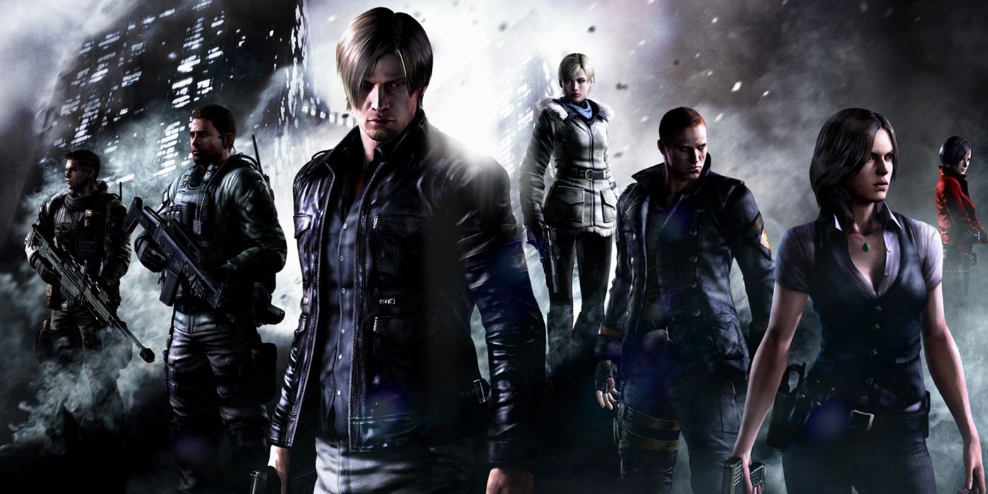 Main image key art of all the Resident Evil 6 protagonists standing in mist.