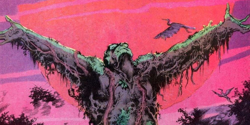Swamp Thing raising his arm into the air