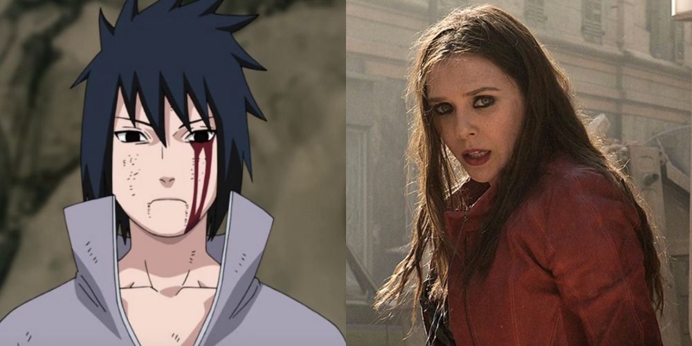 Sasuke stands tall despite the damage to his eye in Naruto Shippuden, while Wanda Maximoff prepares to fight on the streets of Sokovia in Avengers: Age Of Ultron