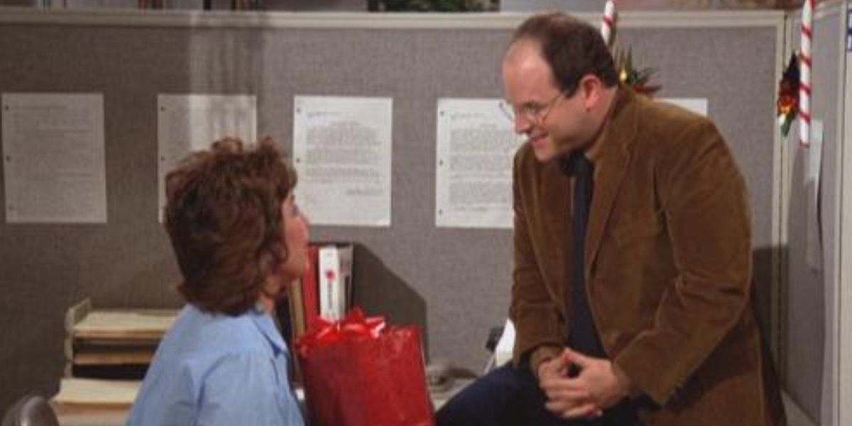 Seinfeld — George gifting Evie a cashmere sweater