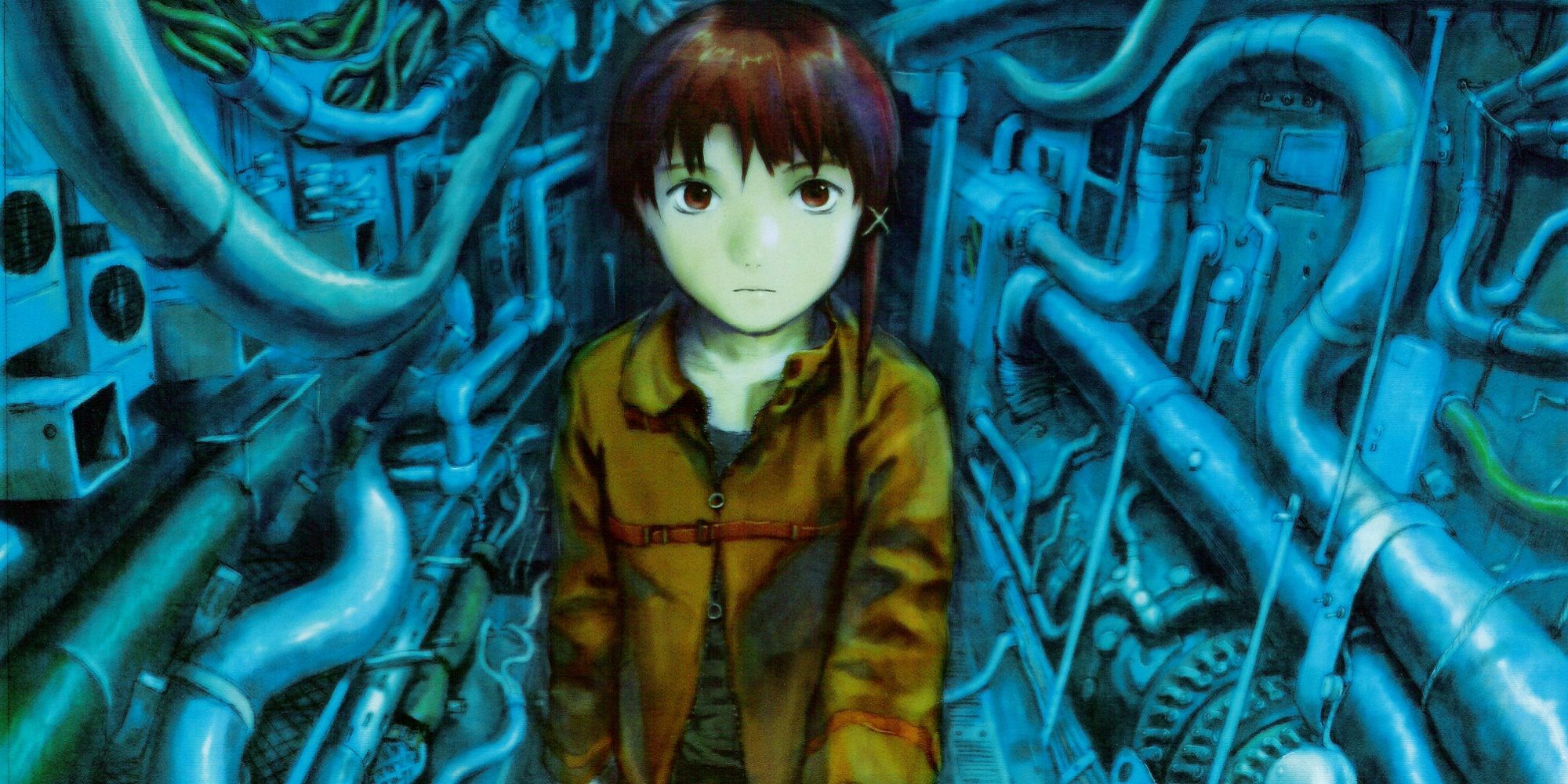 Lain standing amid the Wired in Serial Experiment Lain