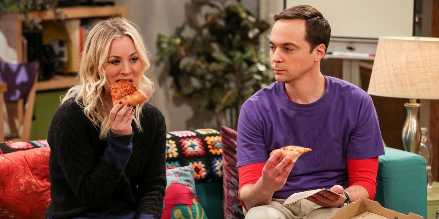 Sheldon eating pizza with penny - tbbt