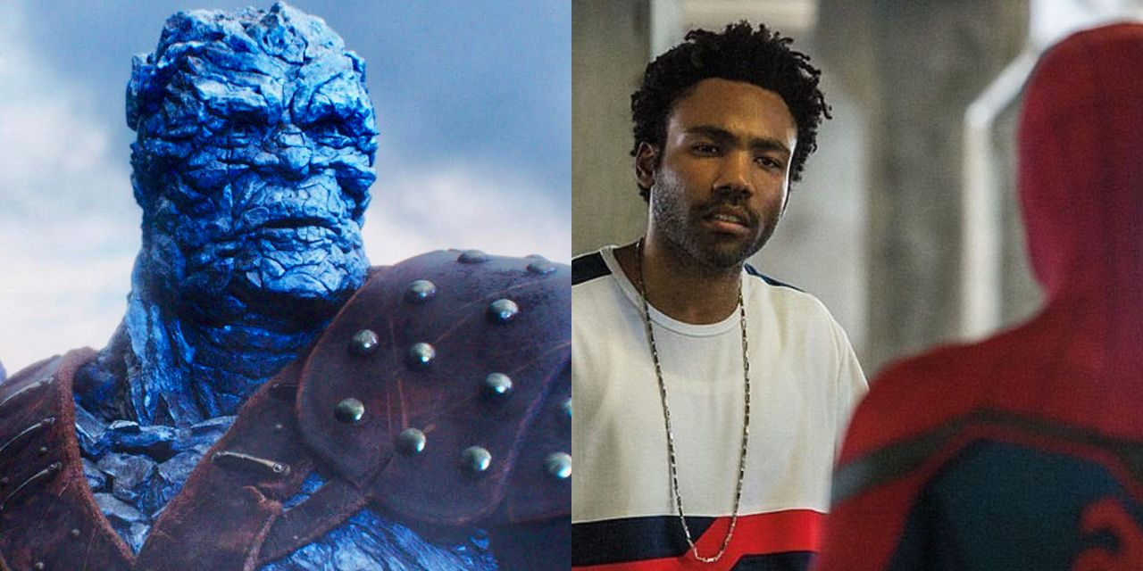 Side-by-side image of Taika Waititi's Korg from Thor Ragnarok and Donald Glover in Homecoming