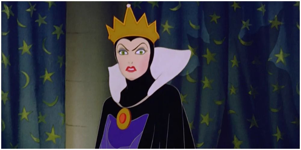 Evil Queen/stepmother in her cape and crown in Disney's Snow White