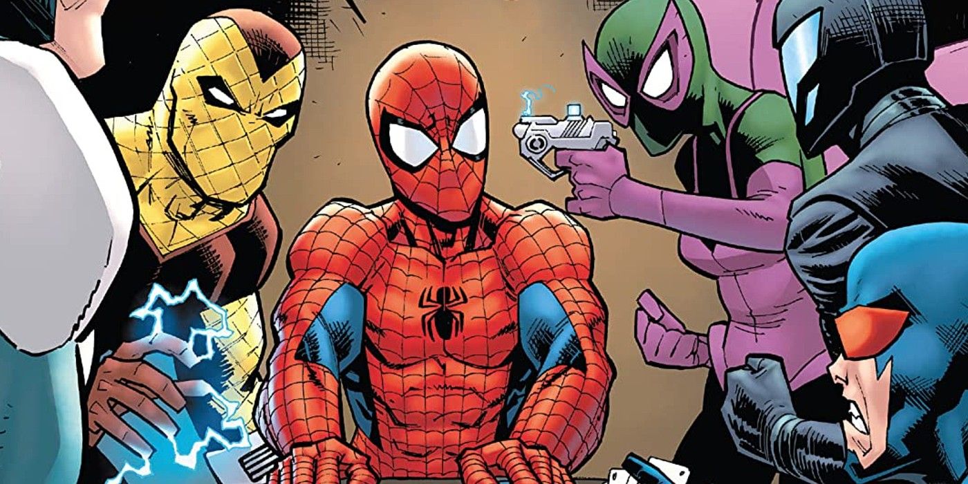 Spider-Man confronts his Superior Foes including Shocker in Marvel Comics.