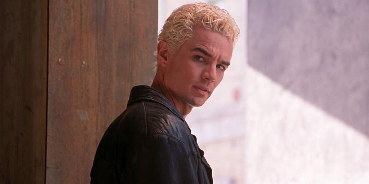 Spike looks over his shoulder in Buffy The Vampire Slayer