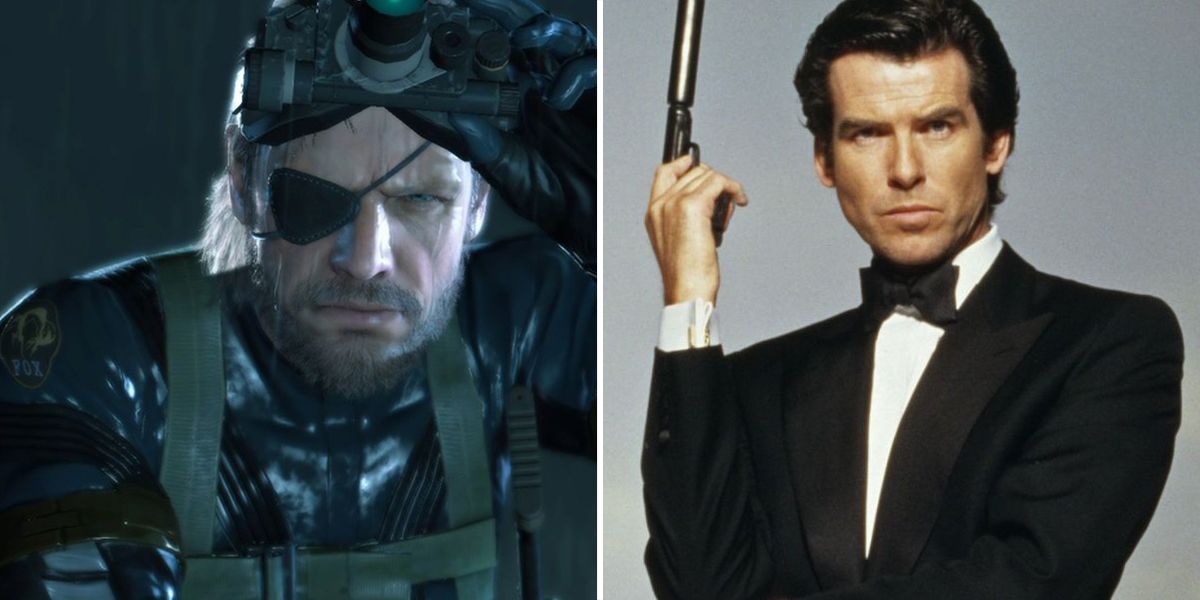 Split feature image of Solid Snake and Pierce Bronsnan's James Bond