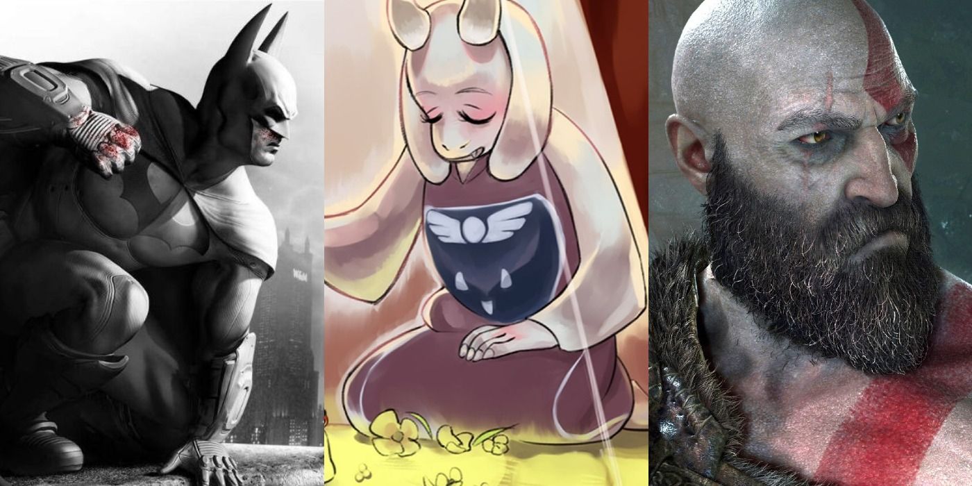 Split image of Arkham City, Undertale and God Of War characters