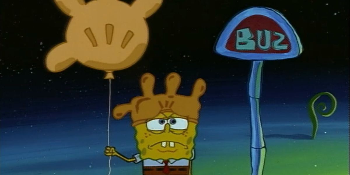 SpongeBob waiting for a bus at night in Rock Bottom episode