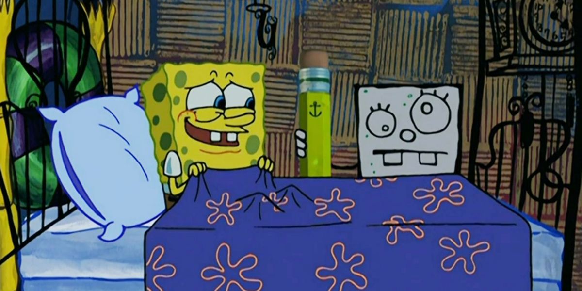 SpongeBob wakes up to find DoodleBob in his bedroom in episode Frankendoodle