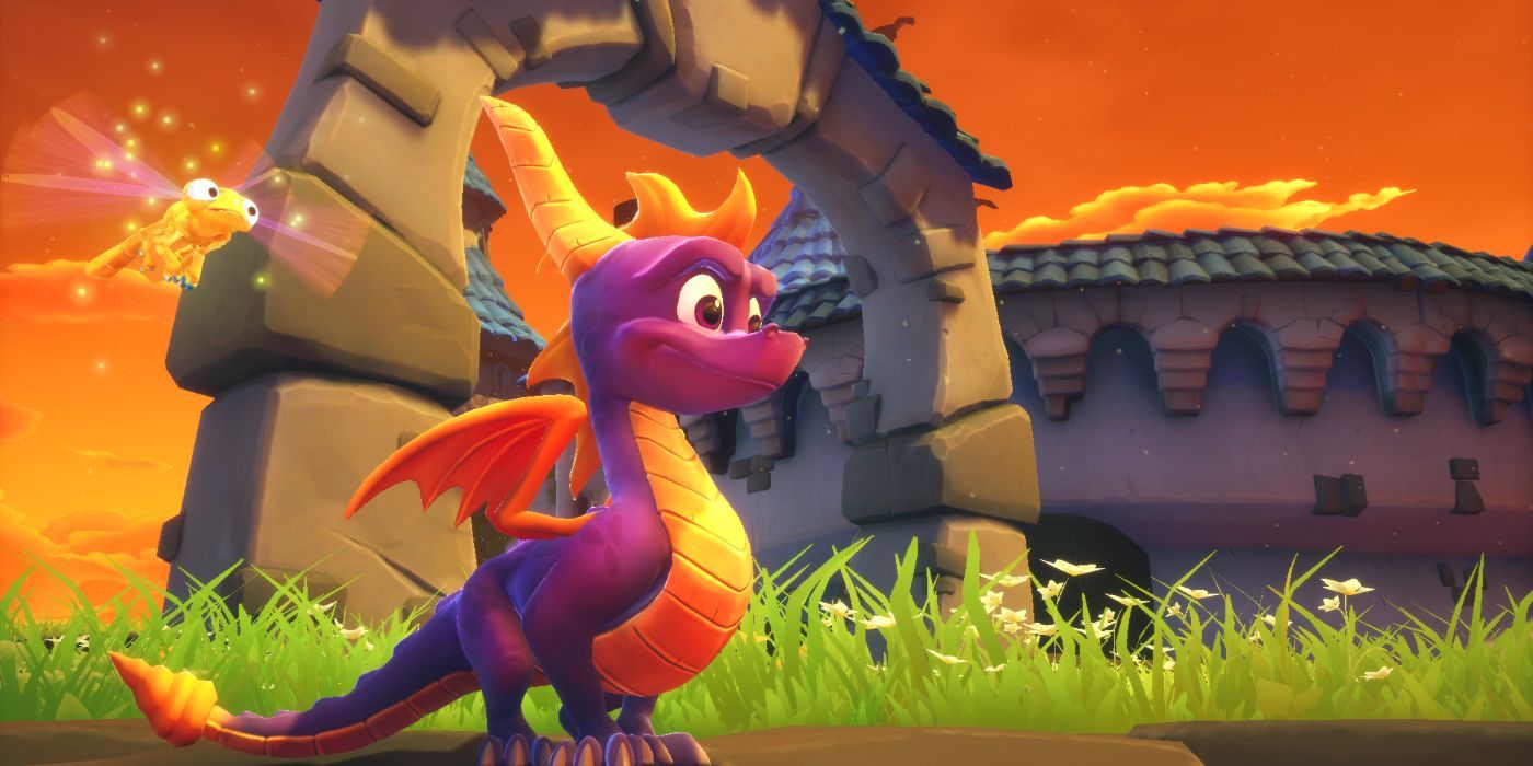 Spyro stands by a column in Spyro Reignited Trilogy