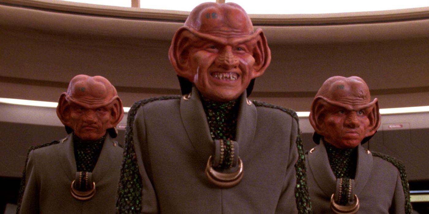Ferengi Trio On Bridge Of The Enterprise on Star Trek.