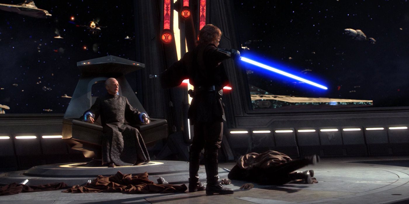 Anakin Skywalker slays his nemesis Count Dooku in vengeance