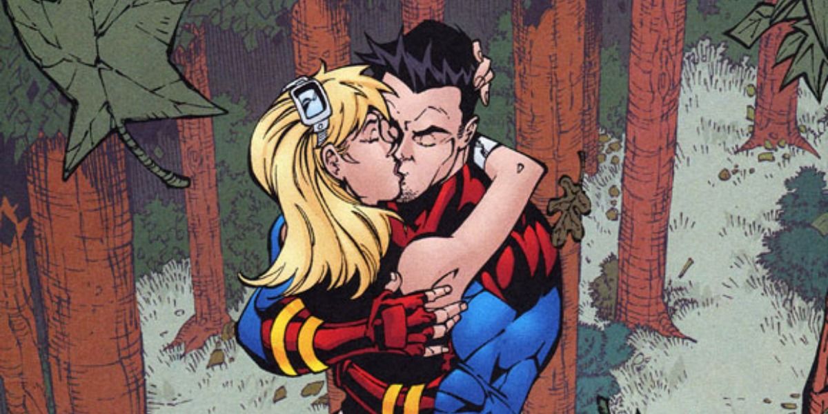 Superboy making out with Wonder Girl.