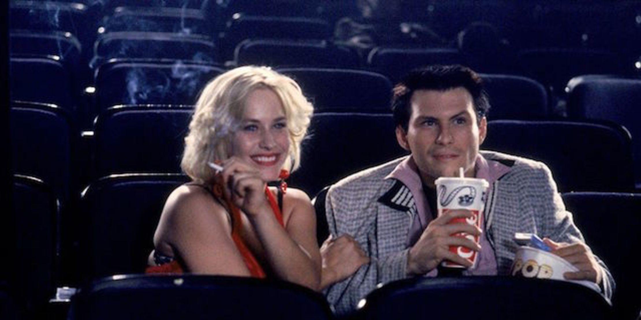 Christian Slater in movie theatre in True Romance