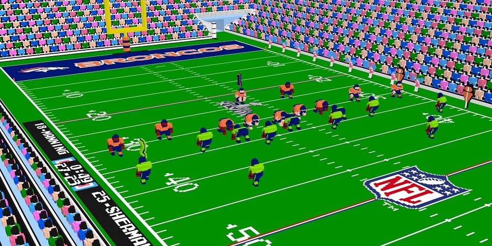 Overhead view of Tecmo Super Bowl