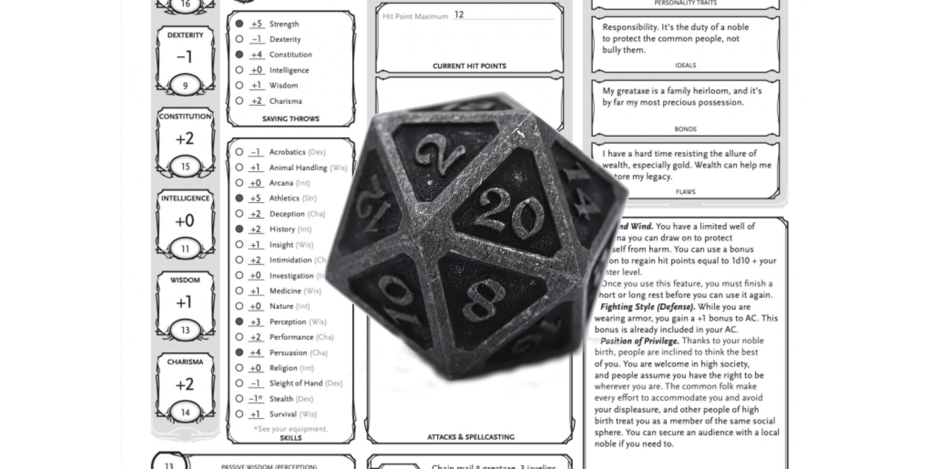 Tabletop RPG Dice Systems D20 Plus Bonus