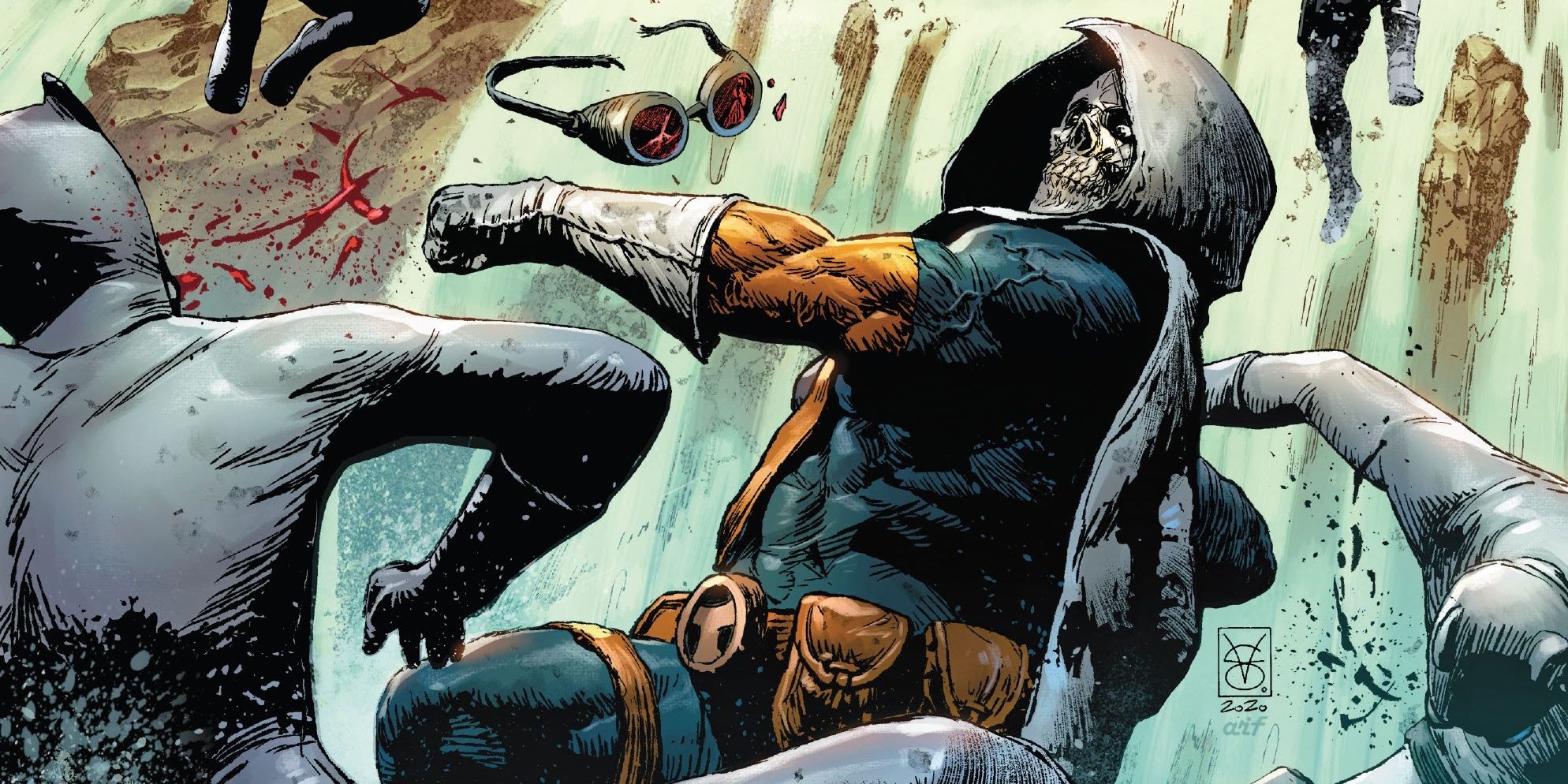 Taskmaster punches a criminal in full gear in the Marvel comics