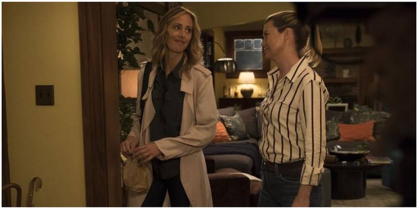 Meredith escorts Teddy out of the house on Grey's Anatomy. Meredith and Teddy are seen to be standing in the lobby