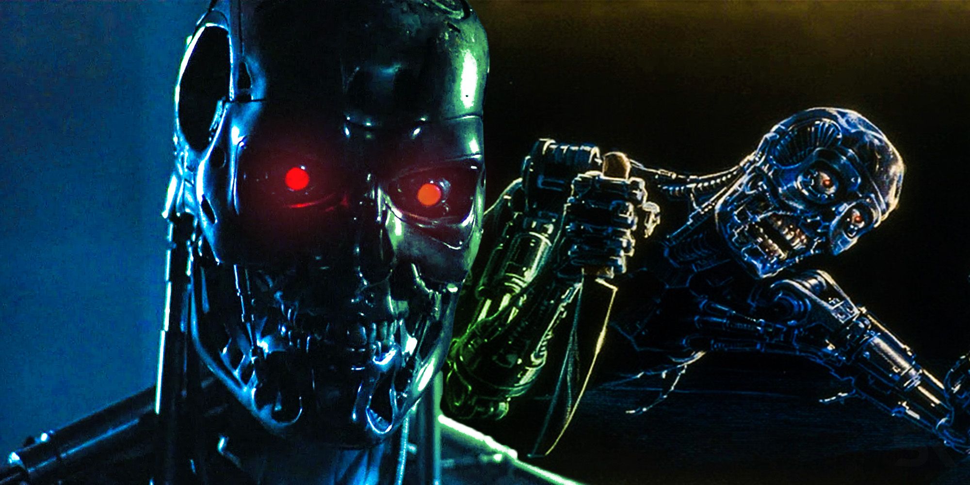 The cyborgs looking menacing in The Terminator