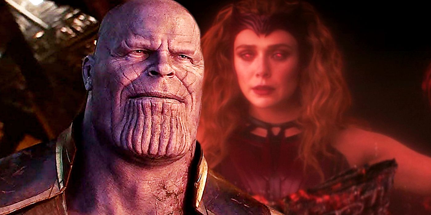 Thanos in Avengers Infinity War and Scarlet Witch in WandaVision