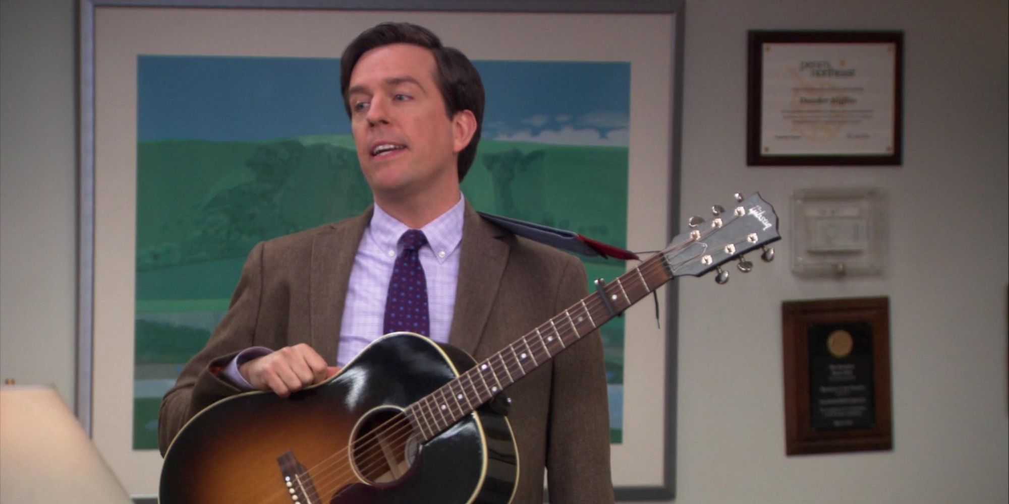 Andy Bernard plays guitar in The Office