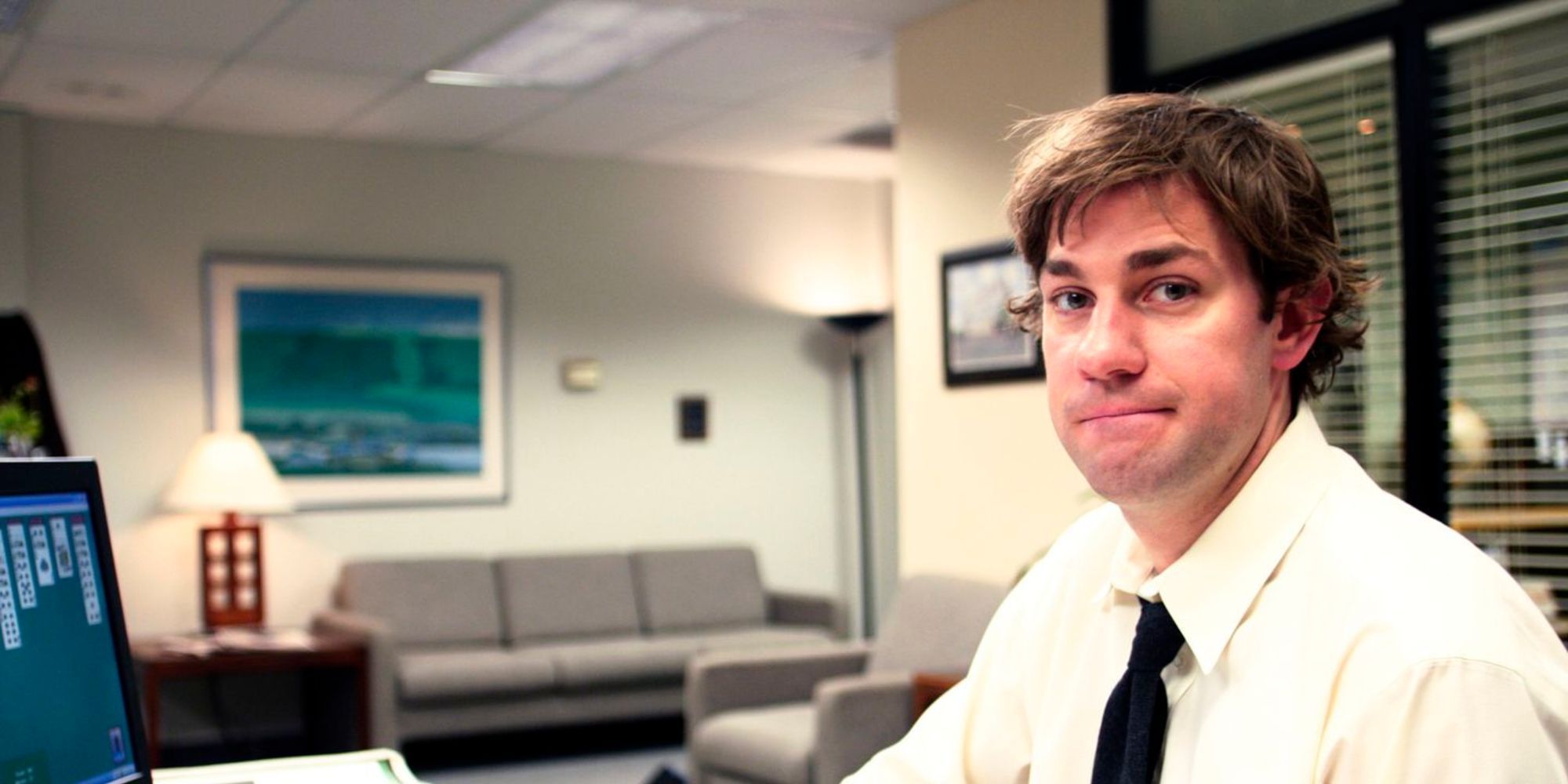 Jim Halpert looks at the camera in The Office