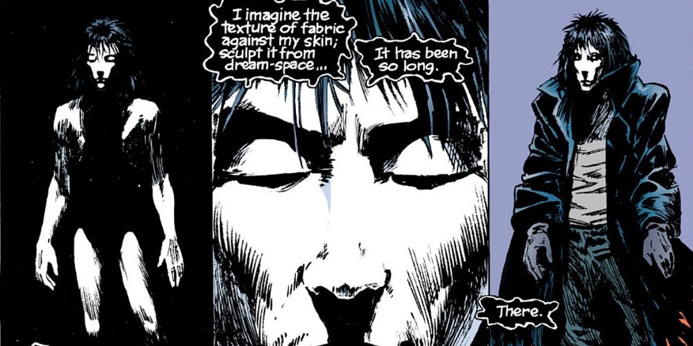 Three panels depicting Sandman from Neil Gaiman's comic