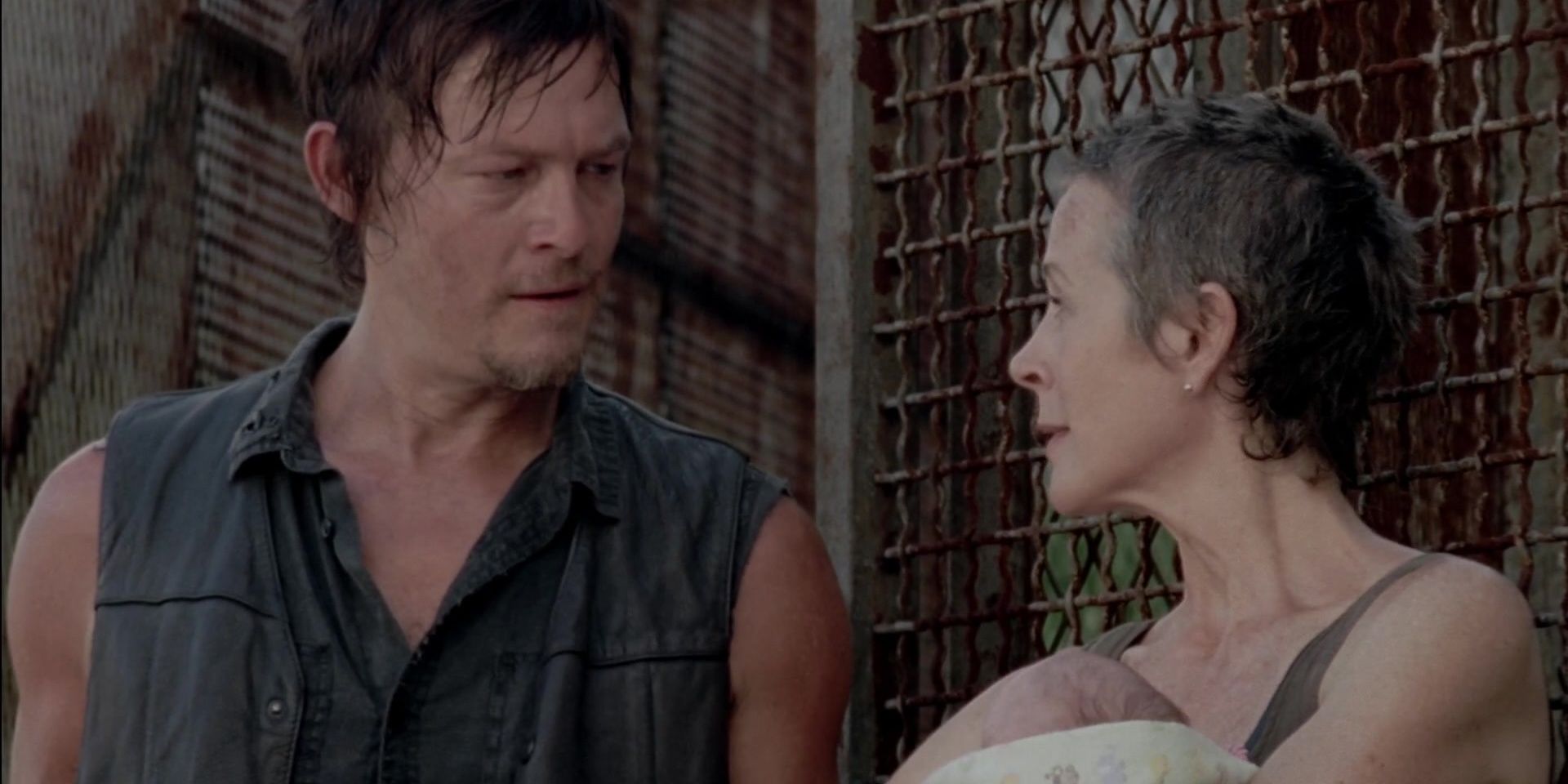 Daryl and Carol with Judith in Season 3 Episode 7 of The Walking Dead