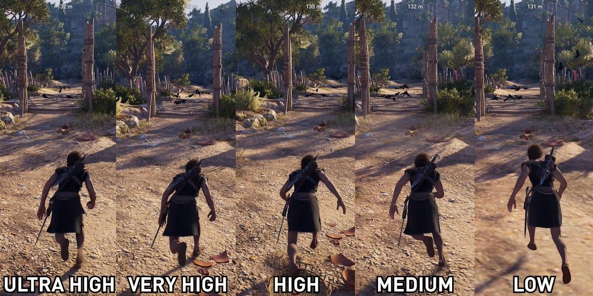 The different graphics settings in AC Odyssey