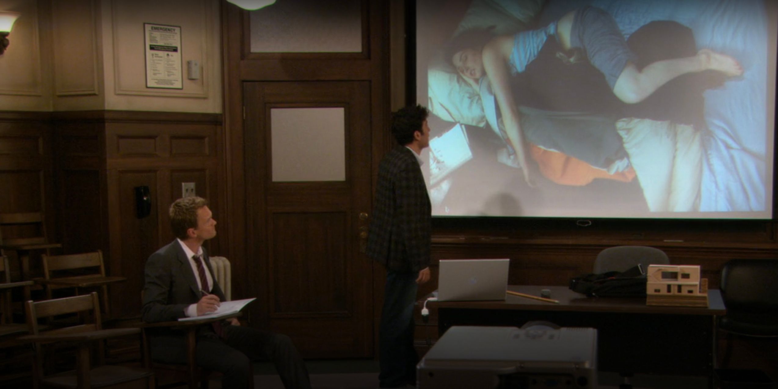 Ted At A Classroom Projecting A Picture Of Robin Sleeping