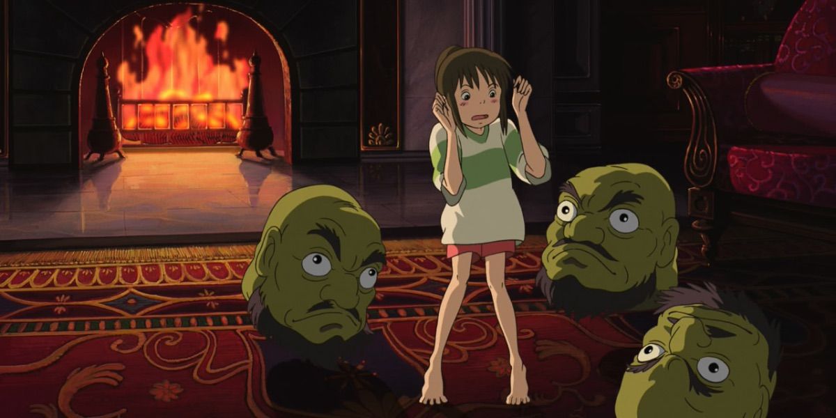 Three Heads surround Chihiro in Spirited Away