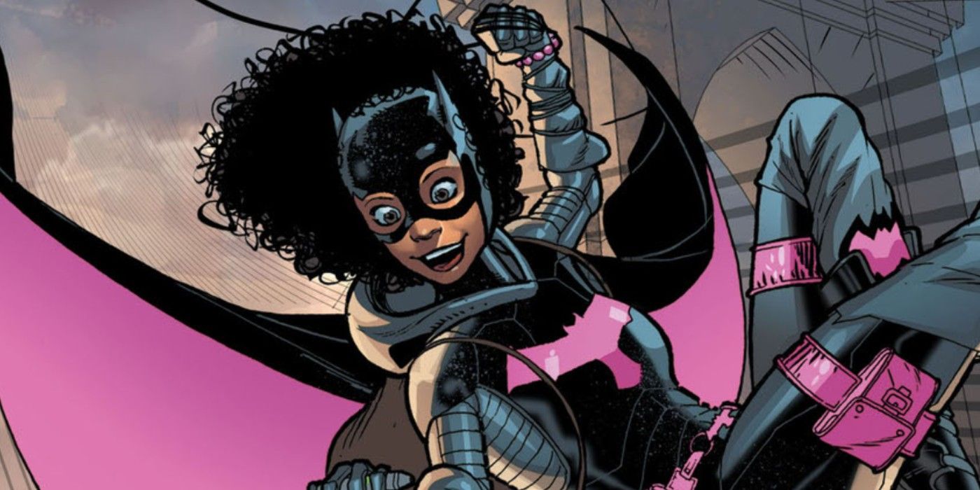 Tiffany Fox as Batgirl swing through the air.