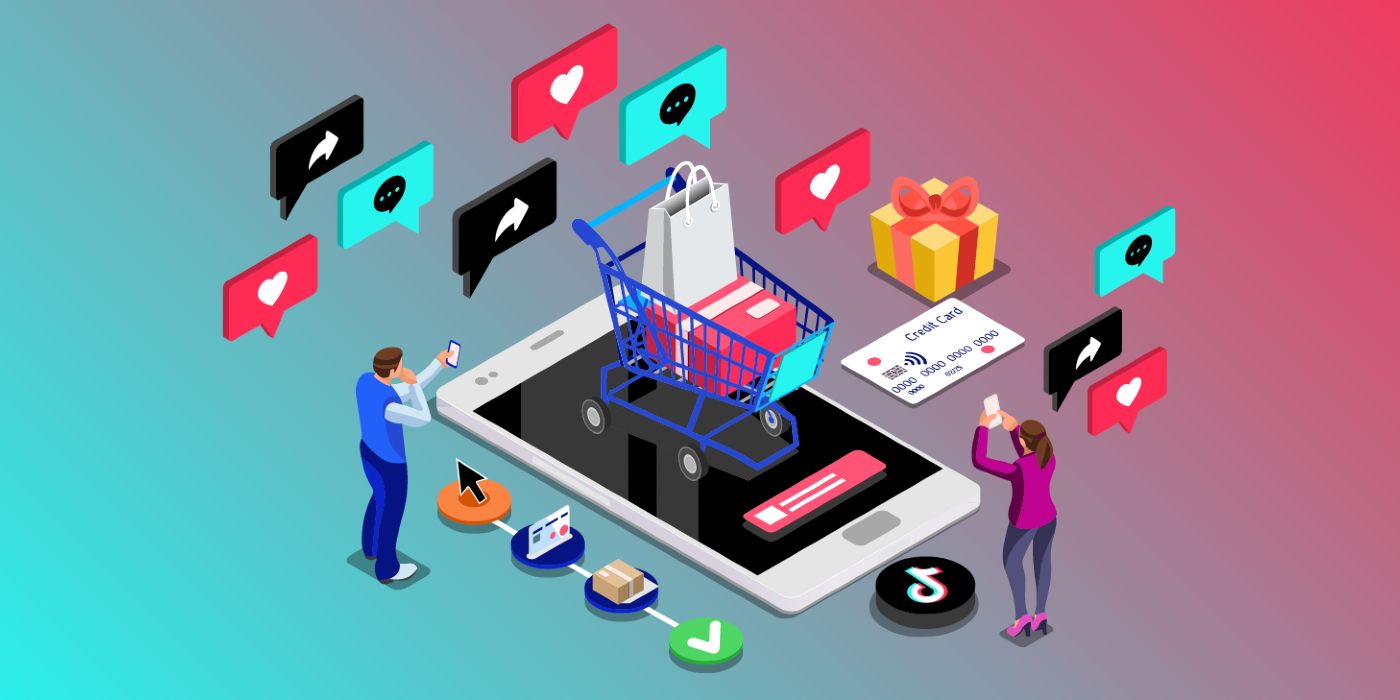 TikTok ads and shopping graphic