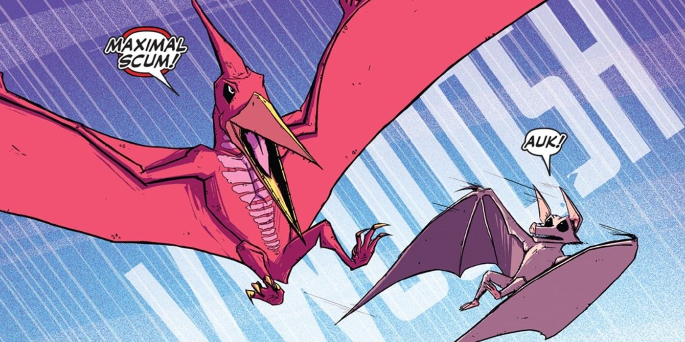 Dinosaurs fighting in Comic book Beast Wars 