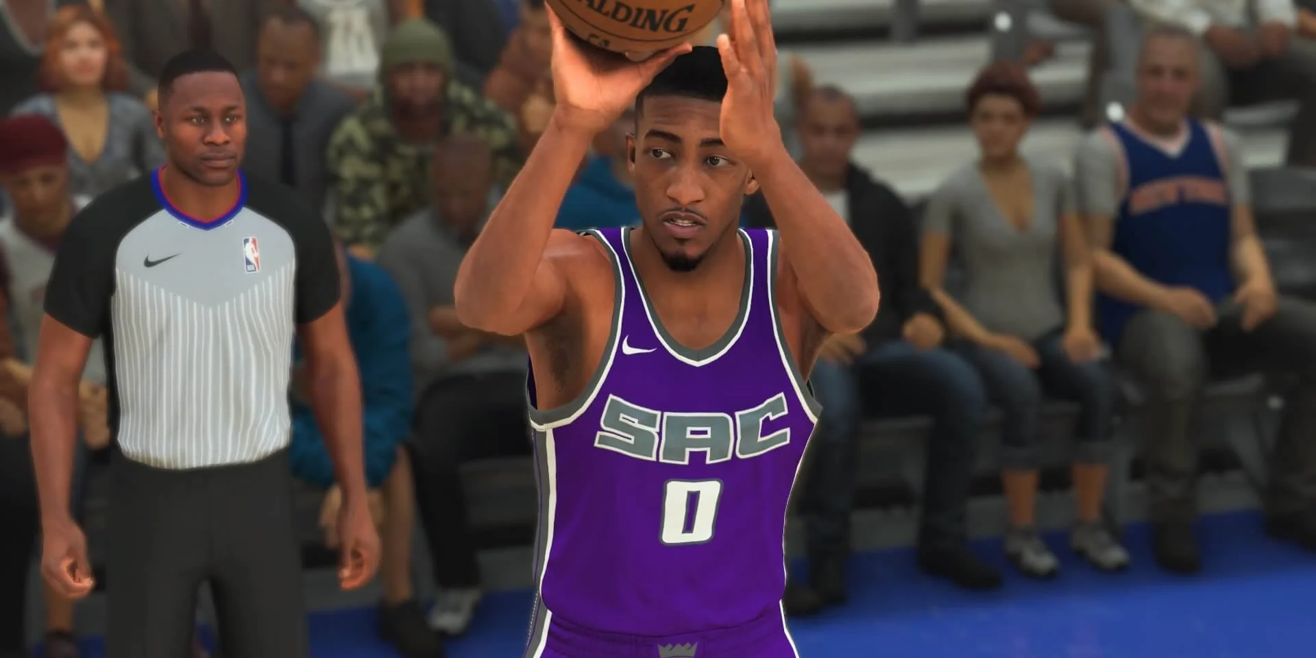 Tyrese Haliburton shoots in NBA 2K21