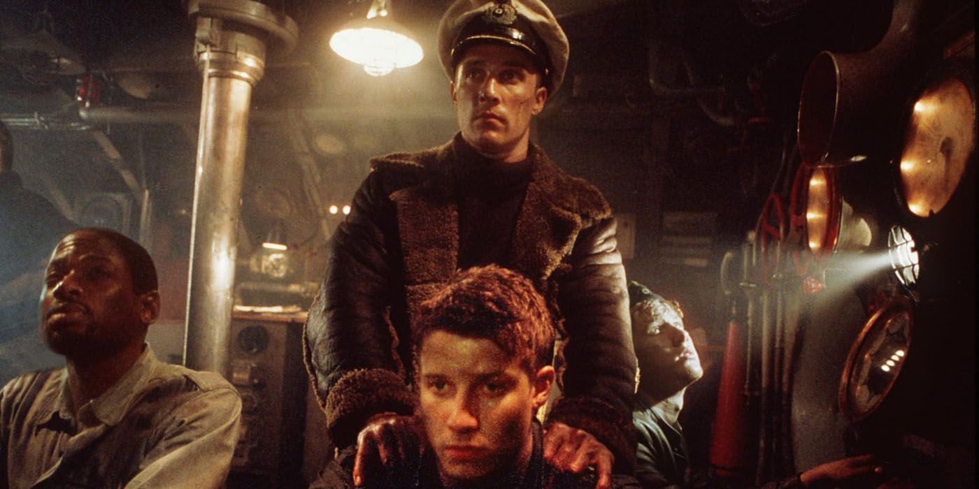 Matthew McConaughey's hands on Will Estes' shoulders in U-571