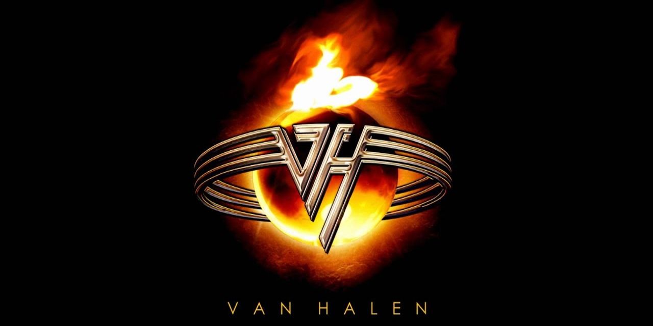 Van Halen Logo on black background with flames
