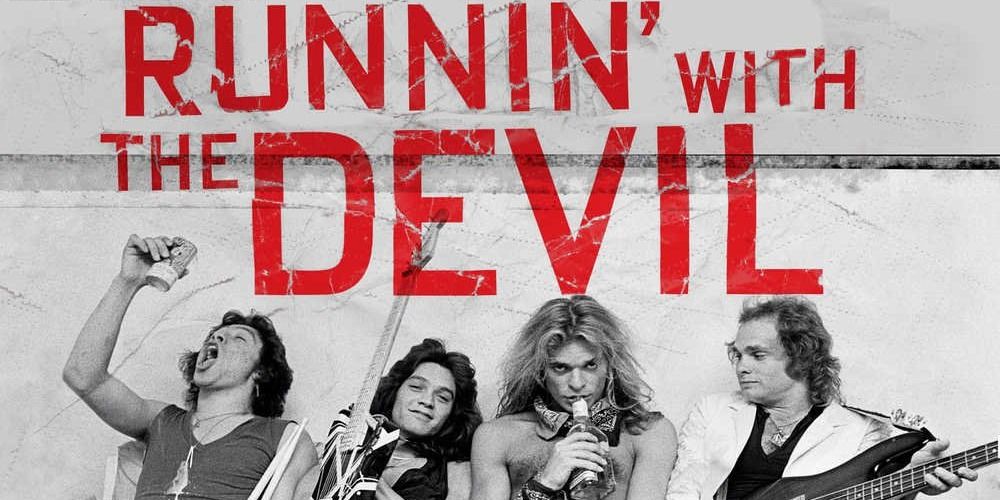Van Halen - Runnin With The Devil cover image red writing with band posing against wall