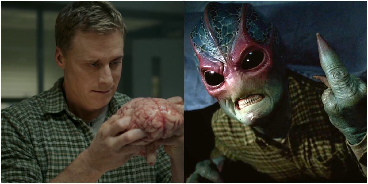 Harry playing with a brain in episode 1 of Resident Alien