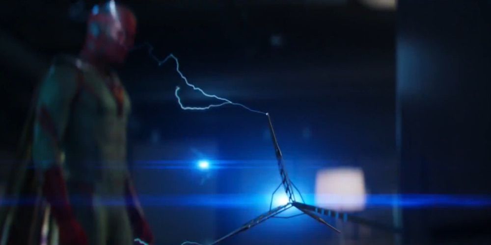 Vision Being Electrocuted From Hawkeye's Trap Arrow At The Avengers Compound In Captain America Civil War