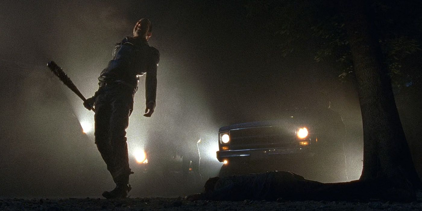 Negan laughs over Glenn's dead corpse in The Walking Dead