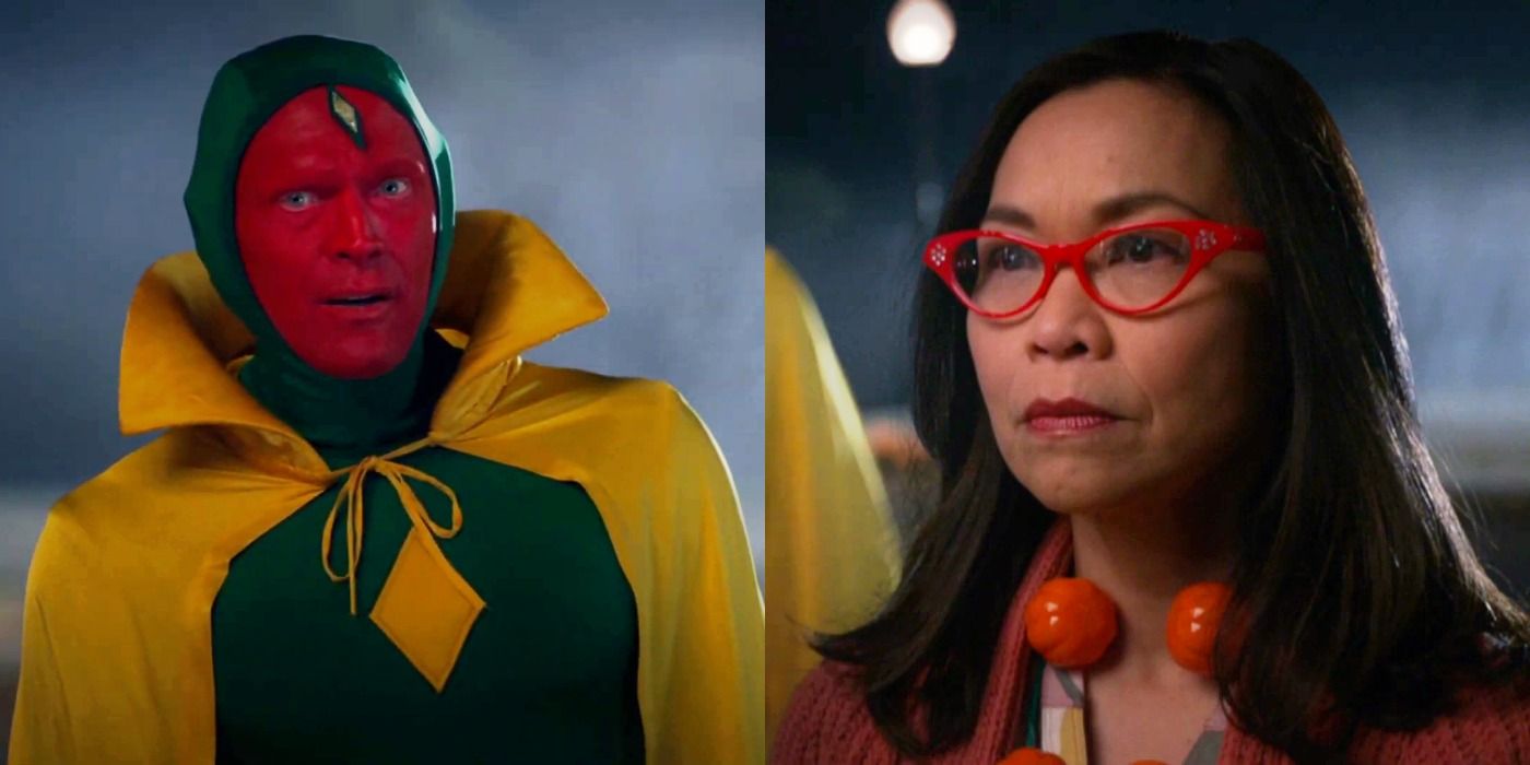 In the Halloween episode, Vision sees a glitched woman frozen in place