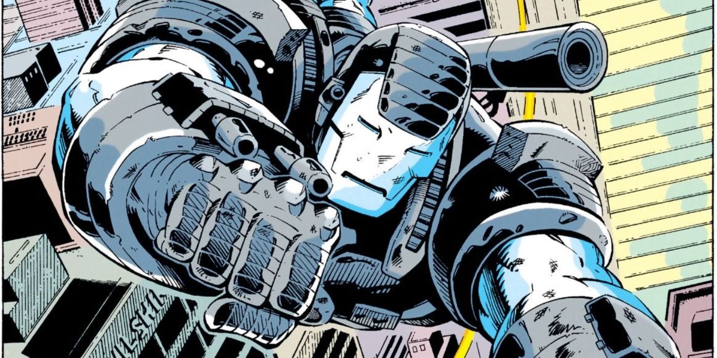 War Machine flying into action in Marvel Comics