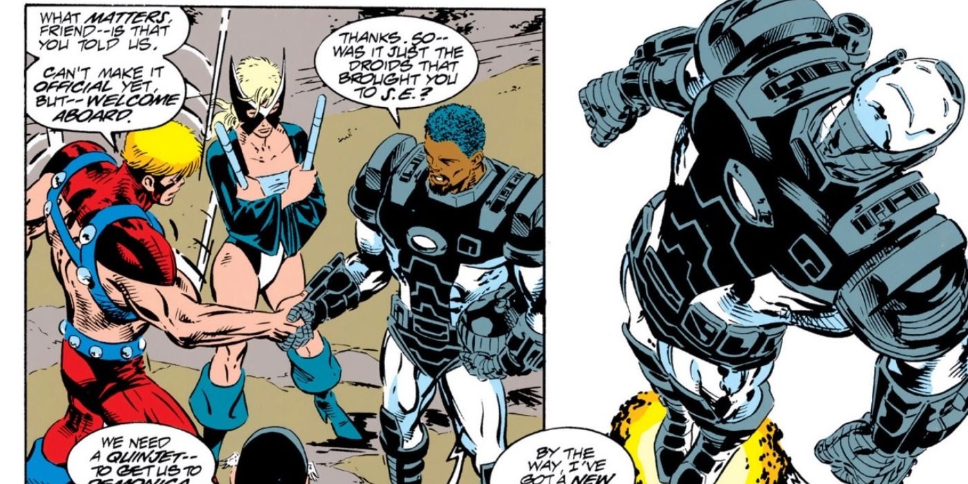 An image of James as War Machine in the West Coast Avengers