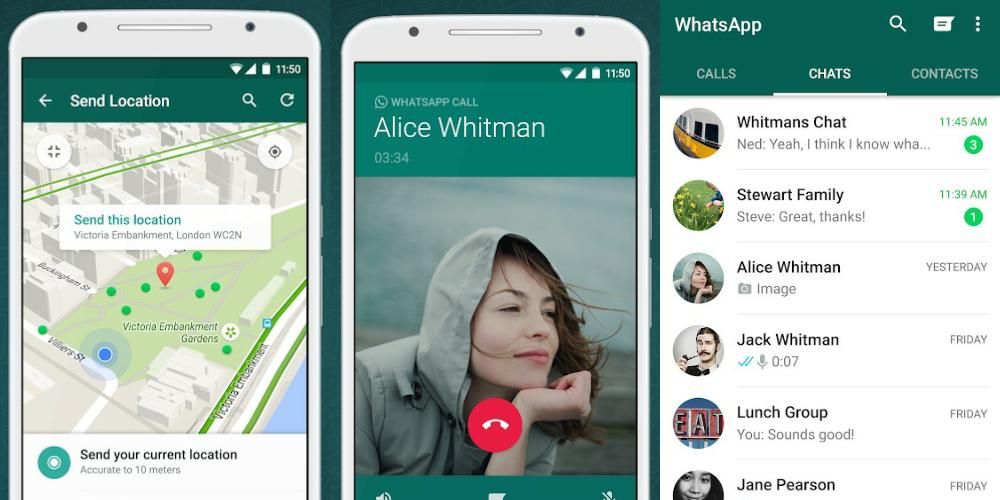 Side bye side images showing how the call app WhatsApp works for Android