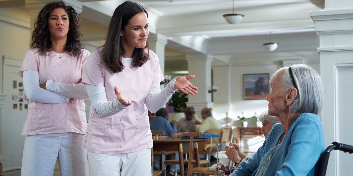 Rosa and Amy undercover at nursing home in Brooklyn Nine-Nine