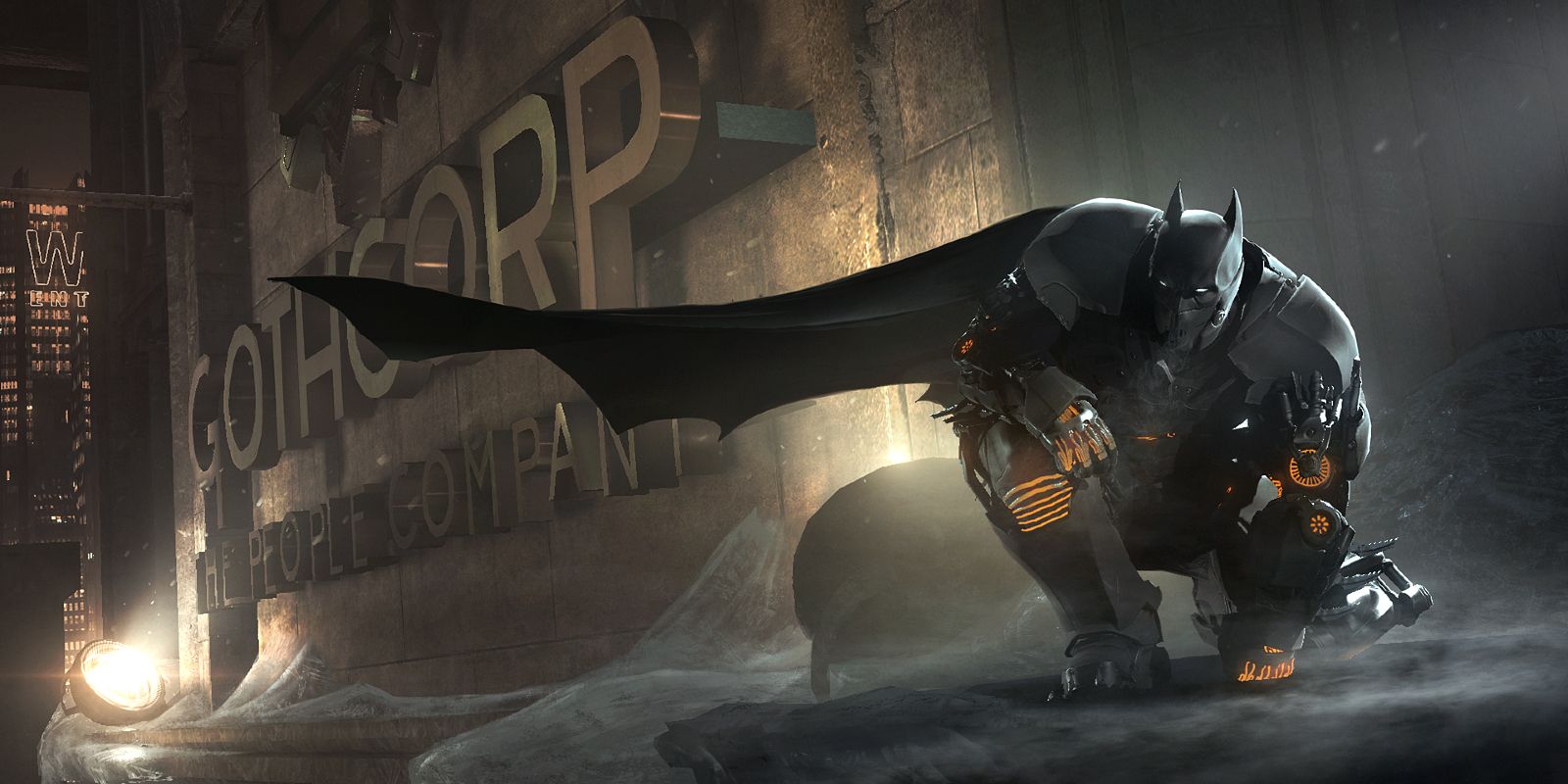 XE Batsuit Batman Perched On The GothCorp Building - Batman Arkham Origins