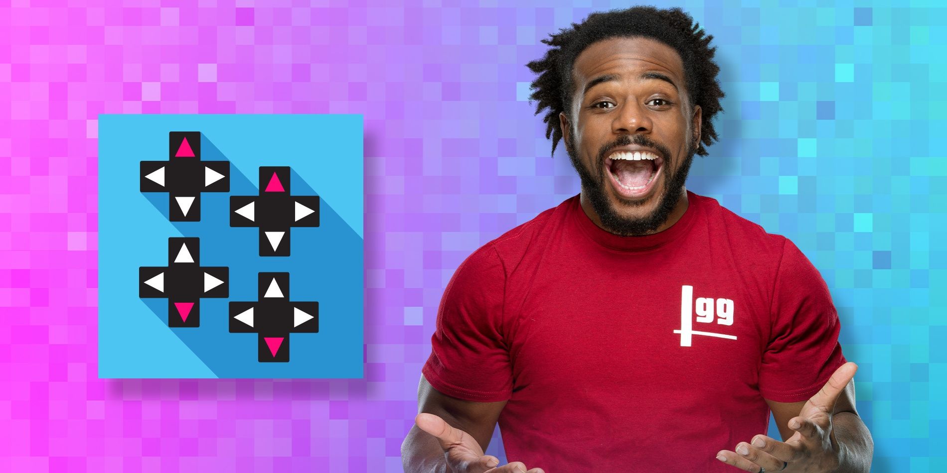 Xavier Woods hosting his UpUpDownDown YouTube channel