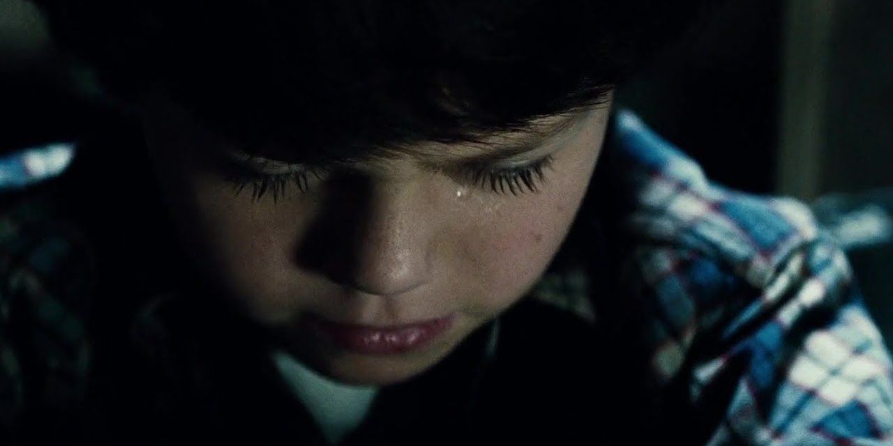 Young Clark Kent crying at school in Man of Steel